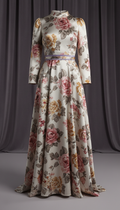 Floral silk evening dress