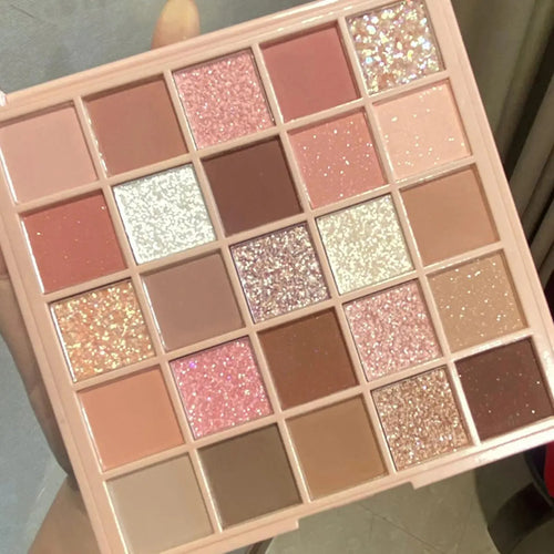 25 Color Eyeshadow Palette, Earth Tone High Pigmented Smooth Eye Makeup Powder for Daily Use & Party, Shimmering Eyeshadow Palette, Glitter Shimmer Eyeshadow, Holidays and Birthday for Girls Gift