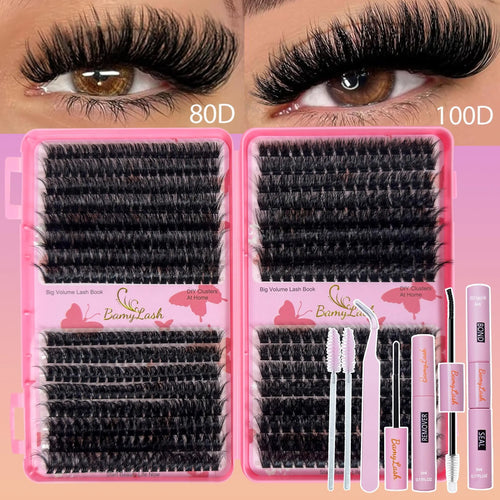 476-1856 Pcs Cluster Eyelash Kit, Mixed Length & Style D Curl 3D Lashes, Cluster False Lashes, Diy Lash Clusters, Synthetic Fiber, Includes Glue Remover Tweezer, Lash Extension, Beginner Friendly Eyelashes & Daily Makeup Use, DIY Eyelash Extensions