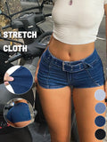 GILIPUR Women's Waist Buckle Design Skinny Casual Versatile Denim Shorts,Low-rise mini women's shorts,Belt design,medium stretch fabric,Summer fashion items,T-Chic