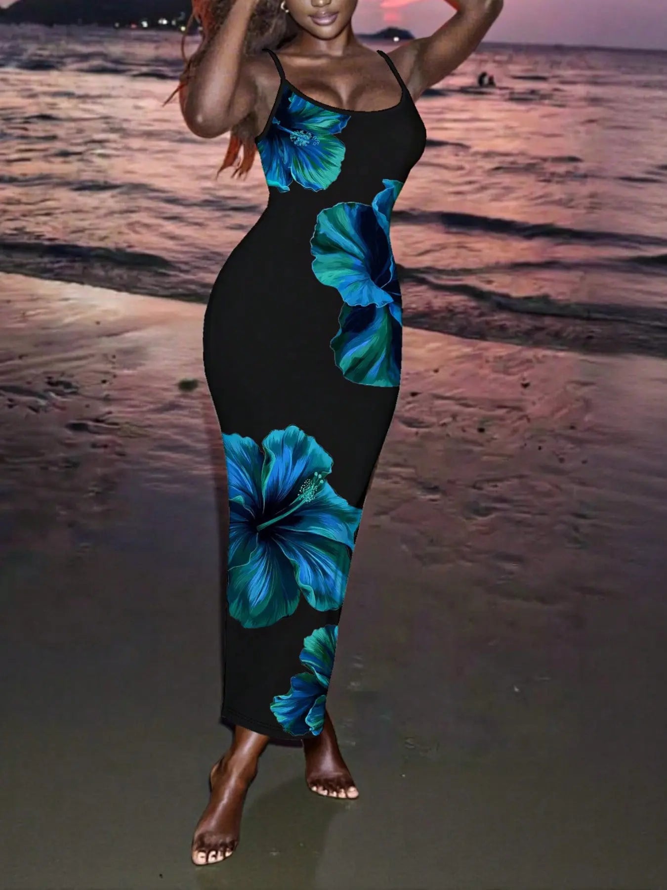 Women's Fashion Elegant Floral Print Cami Dress, Sexy Casual Summer Dress, Stylish Party Wear, Comfortable and Chic Design, Fit, Elegant Sleeveless Gown, Evening Party Dresses