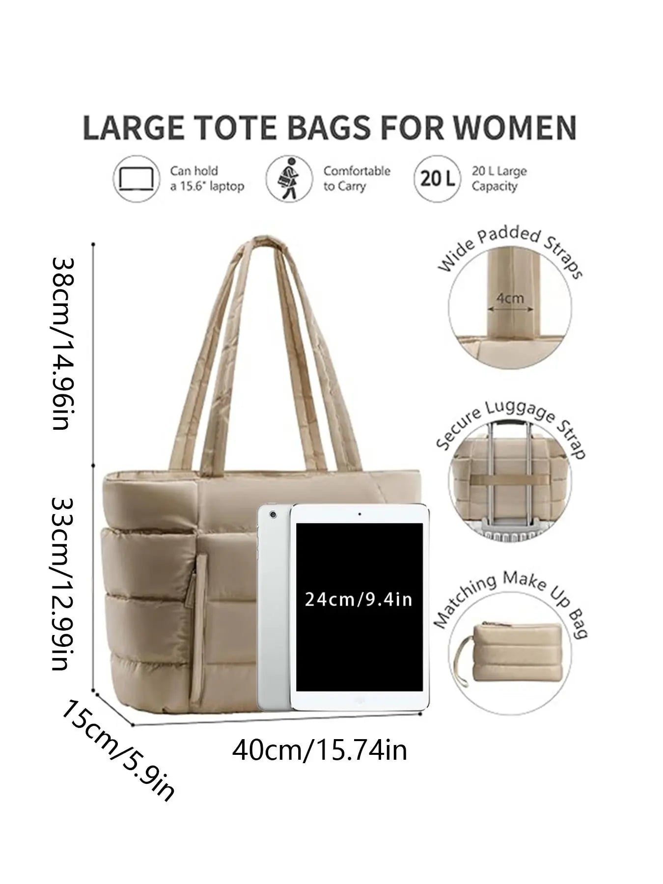 Fluffy texture one-shoulder tote bag, lightweight practical shoulder bag, minimalist multi-layer pocket design, quilted puffer bag, Casual commuter bag, Daily commuting bags, suitable for students, office workers