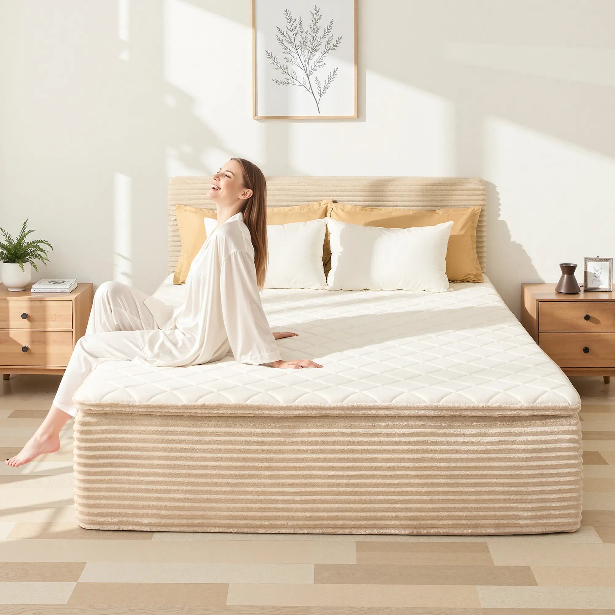 【Summerfinds】Ovios 3-in-1 Sofa Bed Mattress with Removable Headboard - No Assembly, Integrated Frame & Mattress Ready to Use, Pocket Springs, Memory Foam, Motion Isolation, CertiPUR-US, Queen/Full/Twin XL