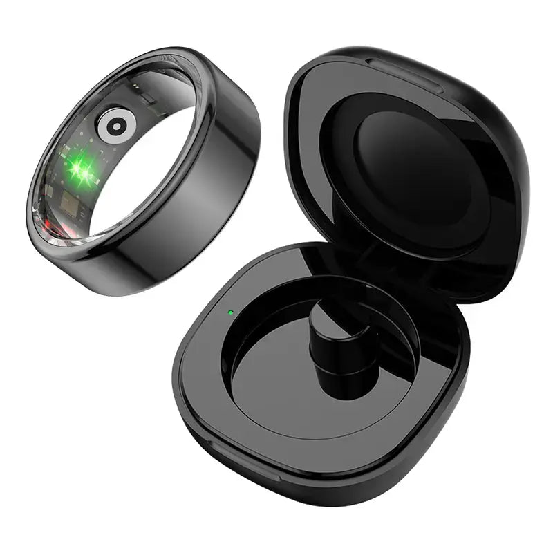 BRILO T07 Wearable Smart Ring Fitness Tracker, Titanium Silver Bluetooth Wellness Ring with Charging Case, IP68 Waterproof, Sleep & Activity Insights, Free App, iOS & Android Compatible