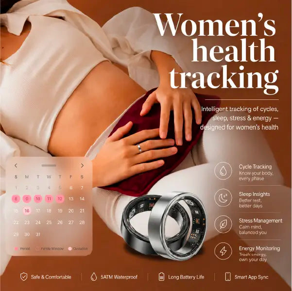 BRILO T07 Wearable Smart Ring Fitness Tracker, Titanium Silver Bluetooth Wellness Ring with Charging Case, IP68 Waterproof, Sleep & Activity Insights, Free App, iOS & Android Compatible