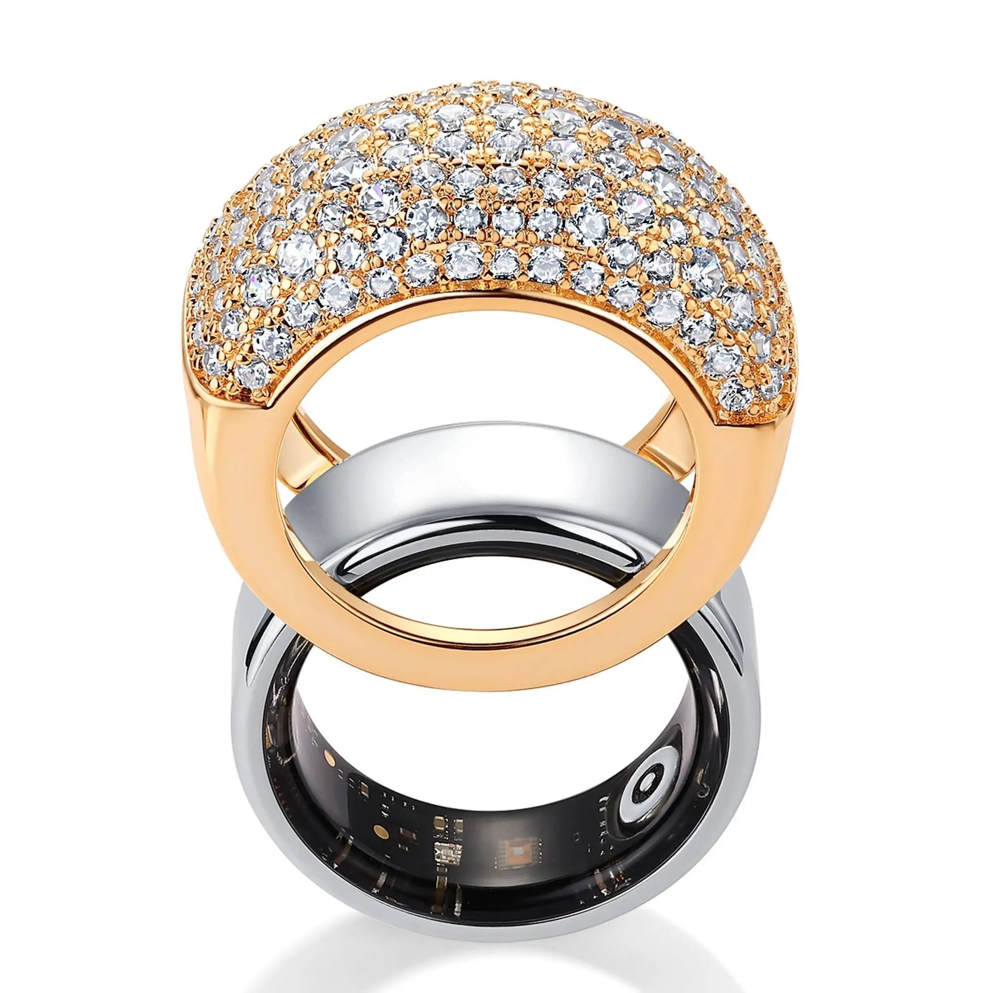 PAVOI 14K Gold Plated Pave Smart Ring Cover for Women - Trendy Fitness Ring Cover
