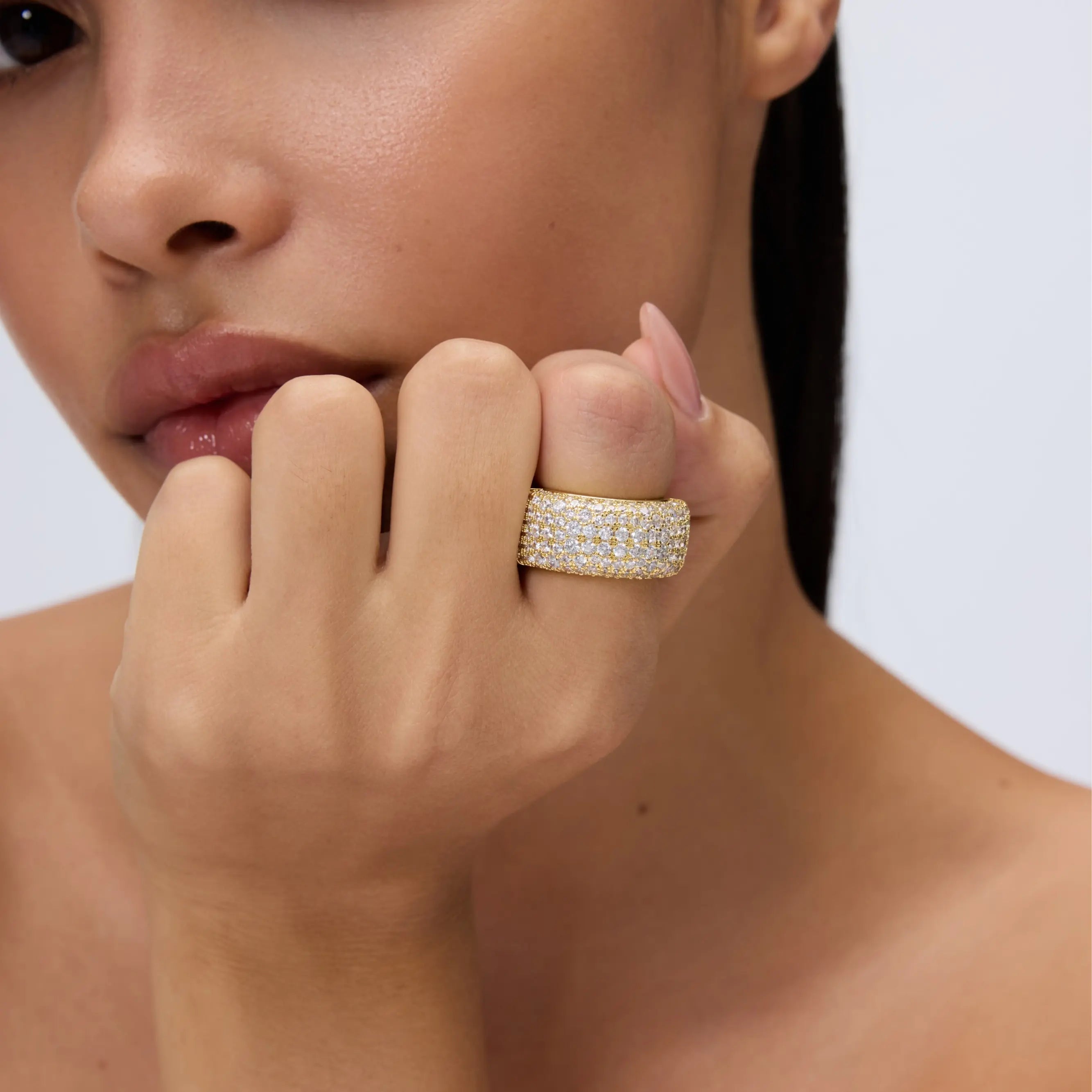 PAVOI 14K Gold Plated Pave Smart Ring Cover for Women - Trendy Fitness Ring Cover