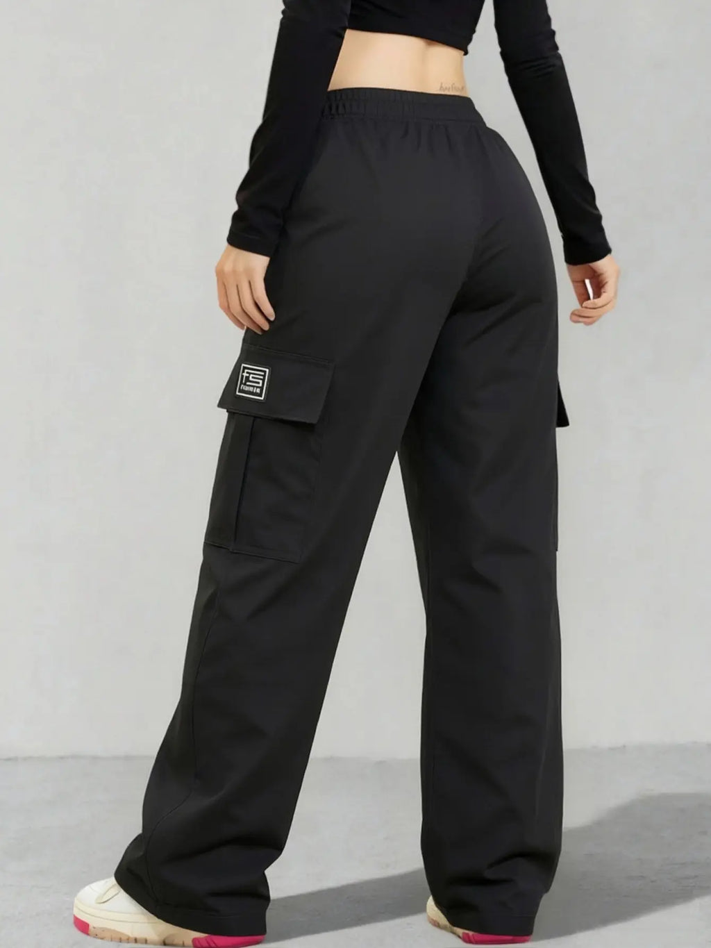 AIbart Women's 3-Pack Baggy Knitting Cargo Pants, Adjustable Drawstring Waist, Lightweight Breathable Plain Utility Trousers, Multi-Functional Pockets, Everyday Casual Streetwear Bottoms