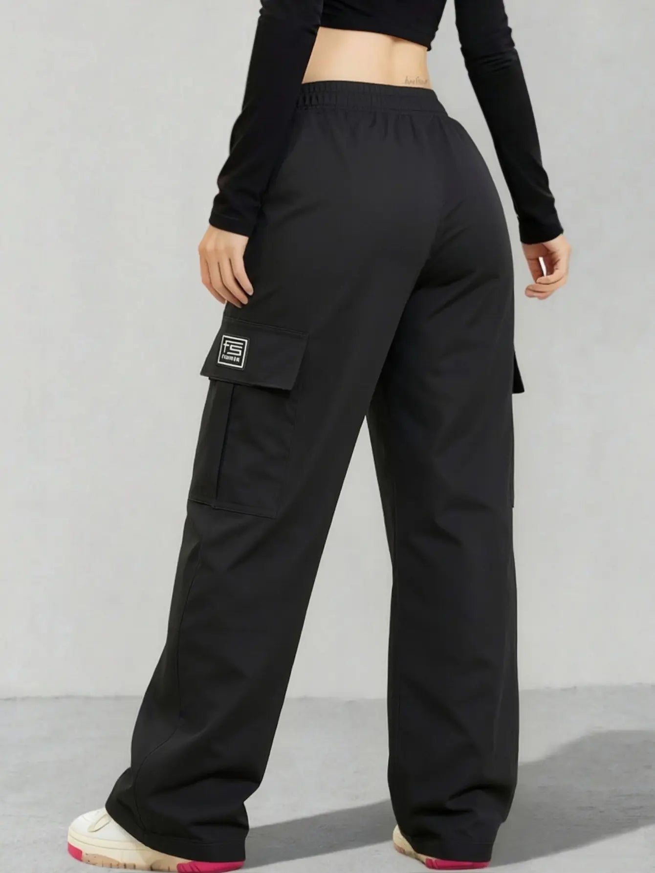 AIbart Women's 3-Pack Baggy Knitting Cargo Pants, Adjustable Drawstring Waist, Lightweight Breathable Plain Utility Trousers, Multi-Functional Pockets, Everyday Casual Streetwear Bottoms