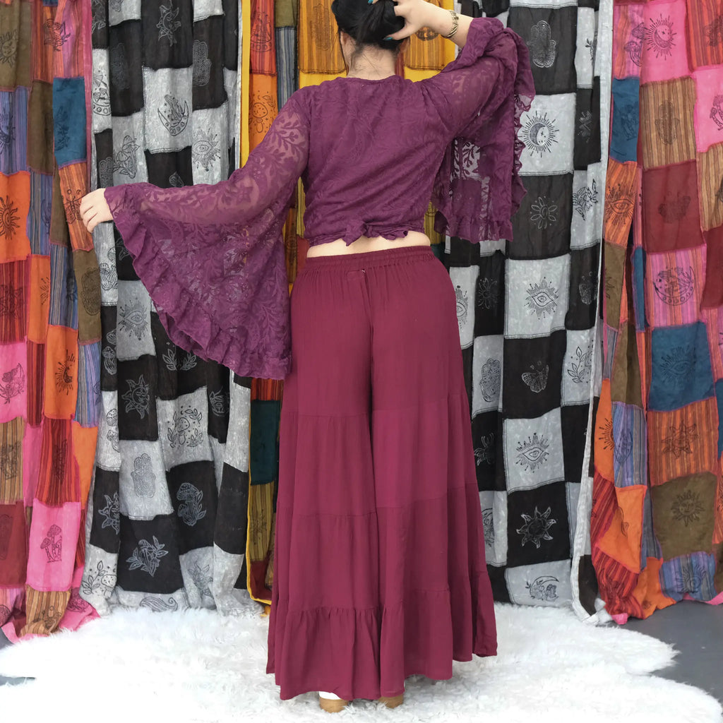 Sheer Celestial Lace Wrap Top Bell Sleeves, Fairy core Boho Blouse, Multi Way Ruffle Sleeve Top