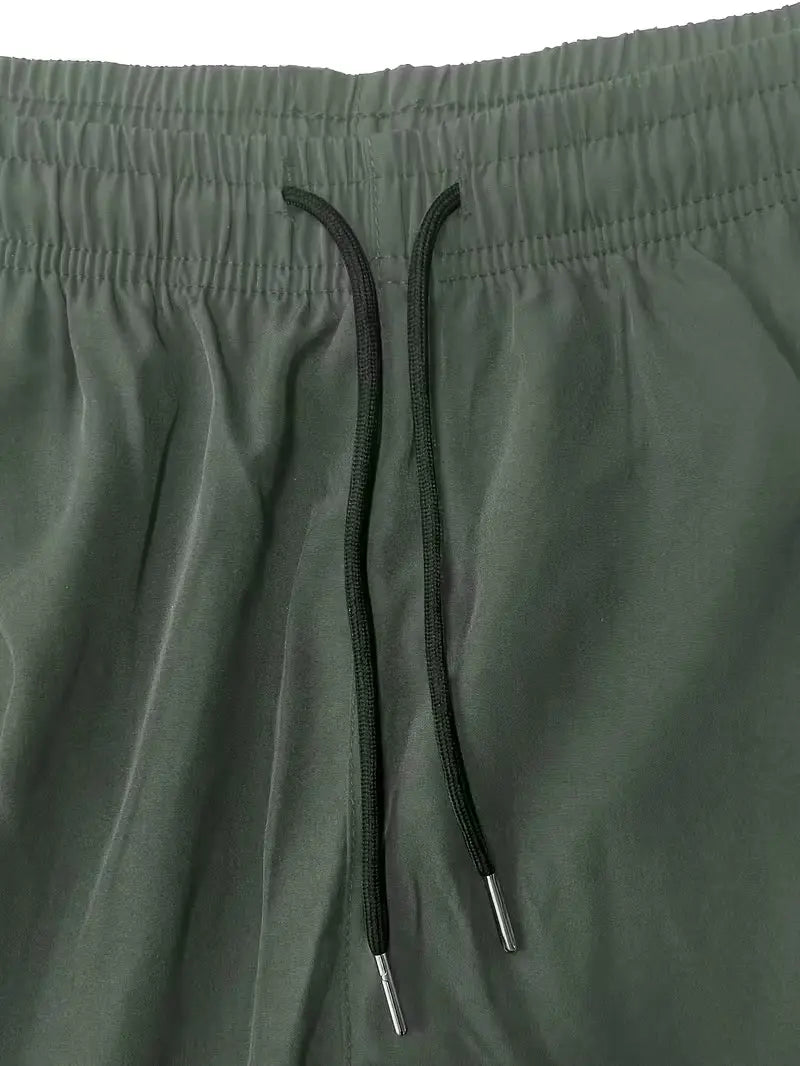 Women’s summer breathable cargo pants three-piece set—lightweight, quick-drying outdoor casual long pants featuring an elastic waistband, faux zipper decoration, multiple pockets, and an adjustable belt.