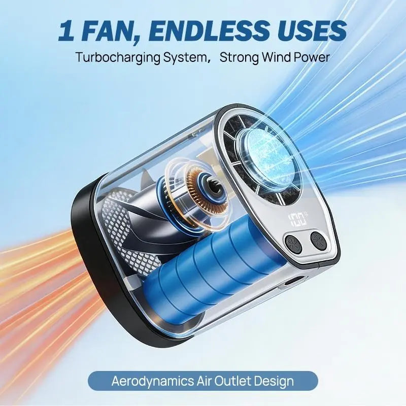 【Summer Survivals】Joytutus Car Clip-On Fan, Car Accessories, Portable Fan with LED Display, 360° Rotation, 100-Speed Stepless Adjustment, USB-Rechargeable Charging Button , Cars Accessories