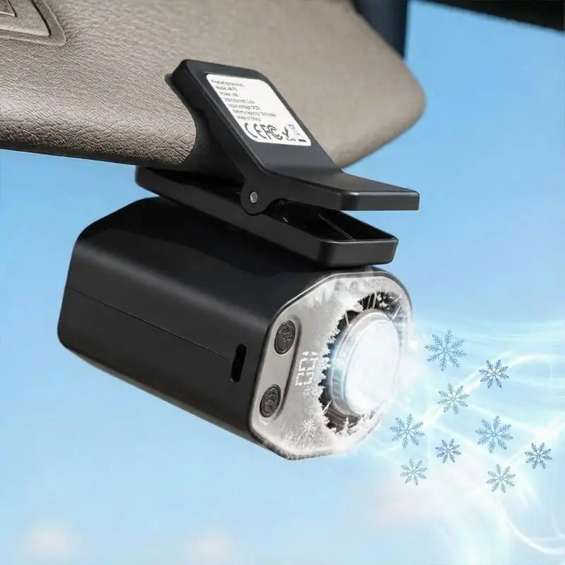 【Summer Survivals】Joytutus Car Clip-On Fan, Car Accessories, Portable Fan with LED Display, 360° Rotation, 100-Speed Stepless Adjustment, USB-Rechargeable Charging Button , Cars Accessories
