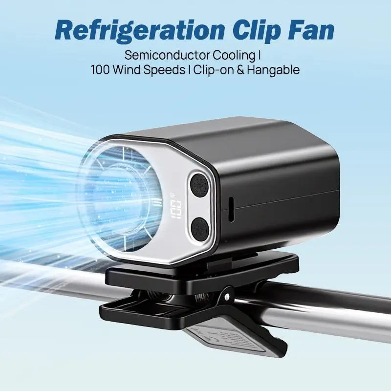 【Summer Survivals】Joytutus Car Clip-On Fan, Car Accessories, Portable Fan with LED Display, 360° Rotation, 100-Speed Stepless Adjustment, USB-Rechargeable Charging Button , Cars Accessories