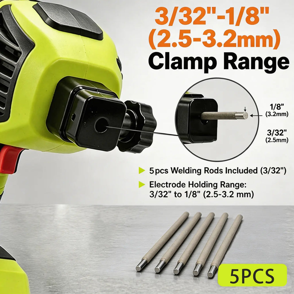 SEESE Portable Electric Welding Machine, 110V Plug-in Powered (Not Battery Operated) Handheld Welder with IGBT Inverter, 5 Variable Current Adjustment, ARC Welder Gun, Fits for 3/32" Wire Rods (Green)