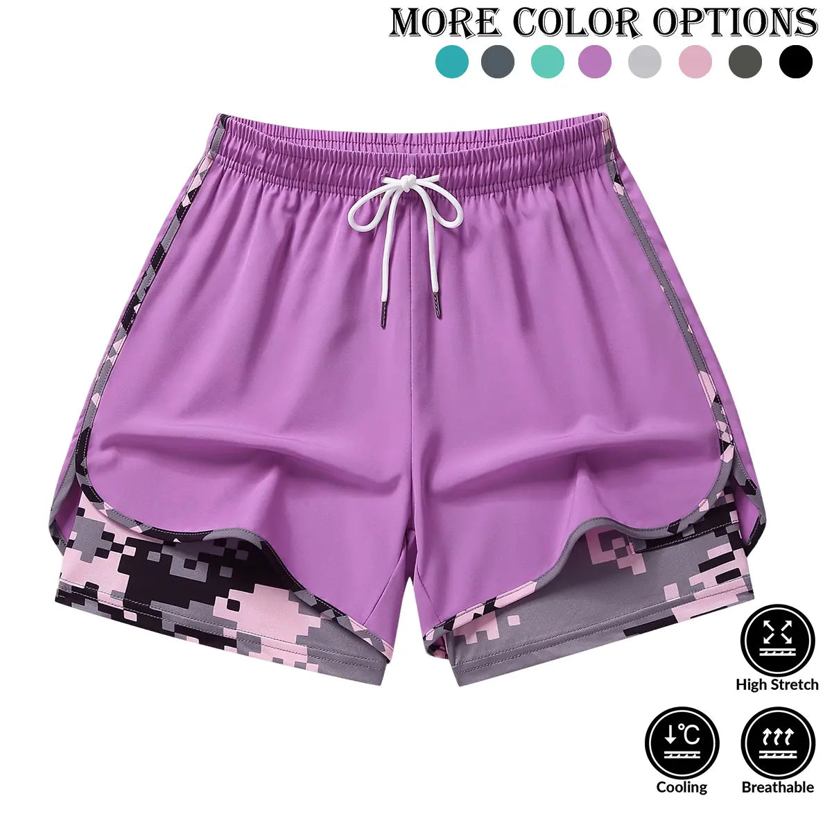 Pack of 6 women’s casual athletic shorts with built-in lining and a drawstring elastic waistband; suitable for outdoor sports, fitness, running, and everyday wear; women’s shorts, athletic shorts, womenswear,summerwins,summeroutfits,vacationoutfits,beacho