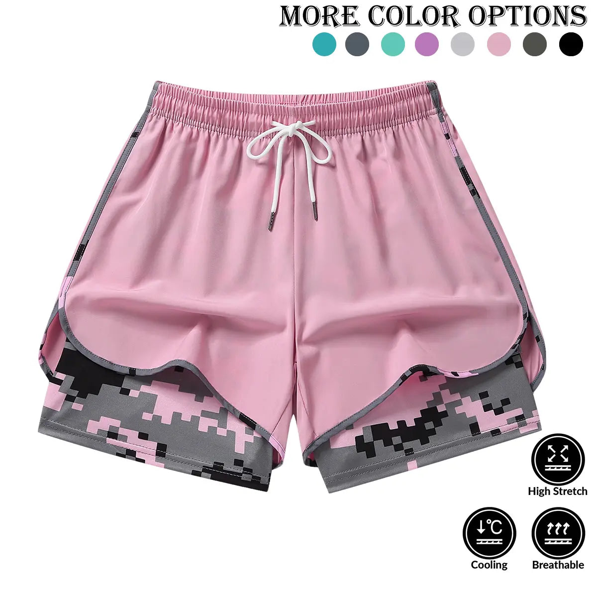 Pack of 6 women’s casual athletic shorts with built-in lining and a drawstring elastic waistband; suitable for outdoor sports, fitness, running, and everyday wear; women’s shorts, athletic shorts, womenswear,summerwins,summeroutfits,vacationoutfits,beacho