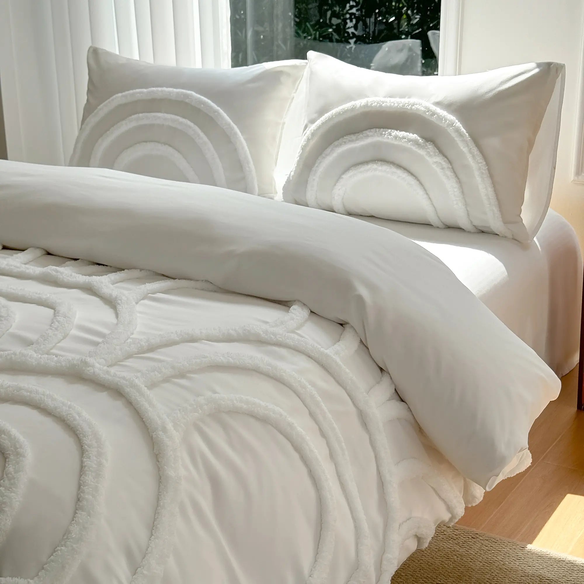 Shimmering Ripples Pattern Duvet Cover Set, Boho Tufted Microfiber Bed Set with Zipper Closure, Includes 1 Duvet Cover and 1 or 2 Pillowcases (No Filler), Soft Comfortable Theme Bedding Set for Home Bedroom, Comfy Bedding Sets