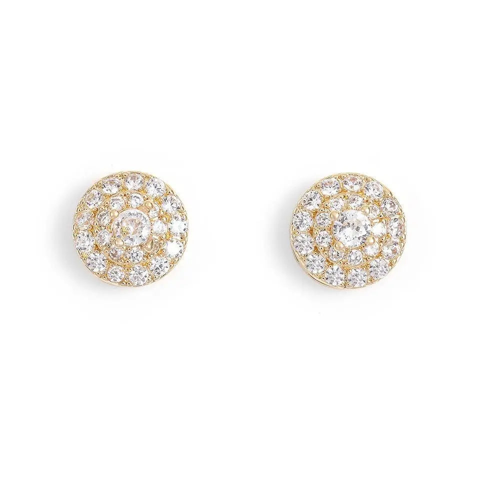 Iced Out Moissanite Halo Studs | 925 Sterling Silver Hip Hop Earrings - Specification: Gold Star Disk, Carat: Standard size