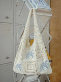 Fashion Women's Knitted Lightweight Handbag with Turtle Pattern, Hollow Crochet Beach Shopping Bag, Beach Tote Bag, Ideal for College & Travel, Casual Handbags