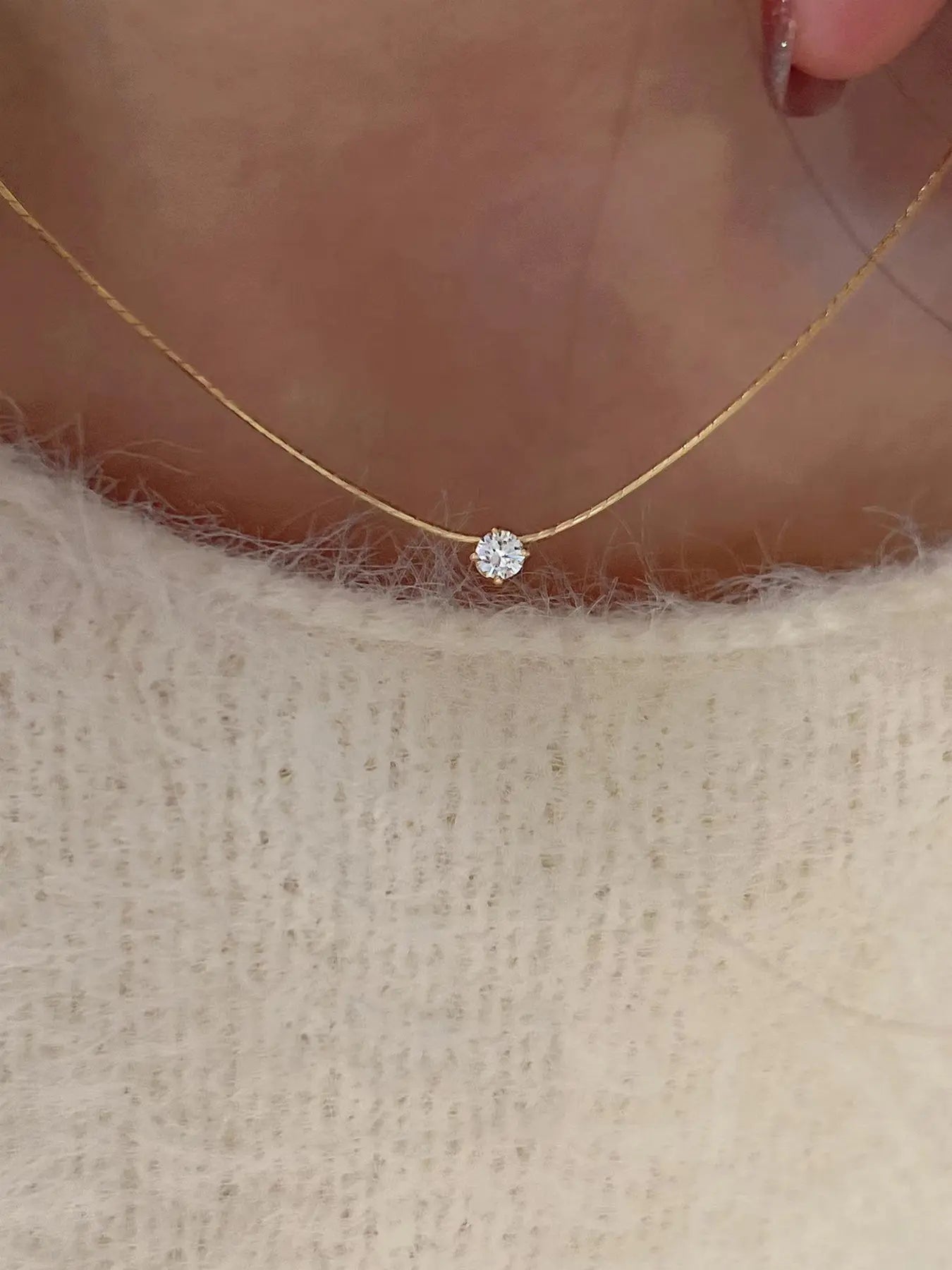 Elegant Cubic Zirconia Necklace for Women, Cz Bling, Stylish Stainless Steel Chain Single-Stone Necklace, Perfect for Daily Wear & Commuting, Versatile Fashion Jewelry Accessory, Exquisite Jewelry Gift