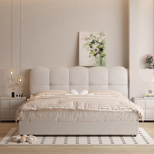 &*Contemporary Minimalist Design Furniture Bedroom Sets for Hotel Modern Beds Cream Bed Set With Mattress