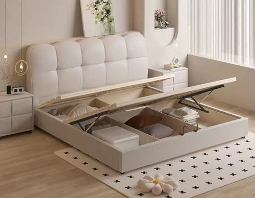 &*Contemporary Minimalist Design Furniture Bedroom Sets for Hotel Modern Beds Cream Bed Set With Mattress