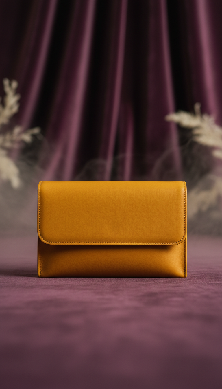 Marigold leather clutch bag